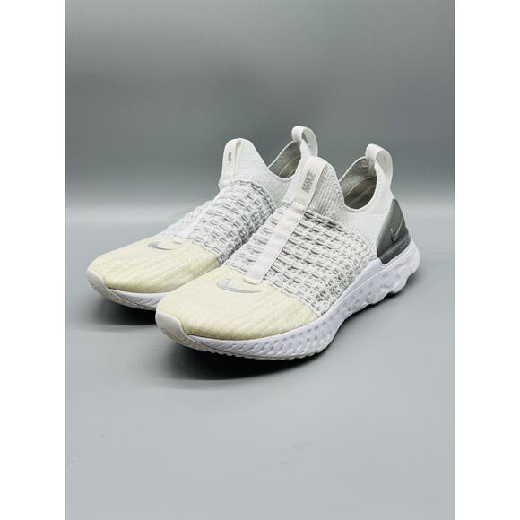 Nike Shoes Womens 9 White React Phantom Run Flyknit 2 Slip On Running Sneakers - Picture 4 of 13